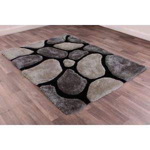 Ultimate Stepping Stones Black Shaggy Rug 