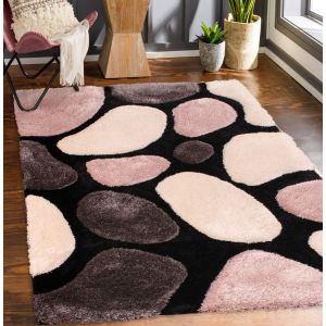 Ultimate Stepping Stones Pink Shaggy Rug
