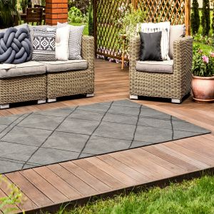 Terrace 11171A-L.Grey Striped Design Rug by Euro Tapis