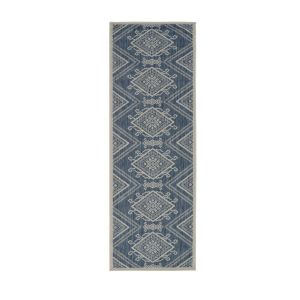 Terrace 11395A-Azure_White Striped Design Rug by Euro Tapis
