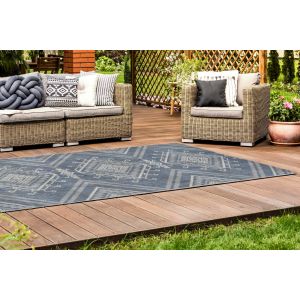 Terrace 11395A-Azure_White Striped Design Rug by Euro Tapis