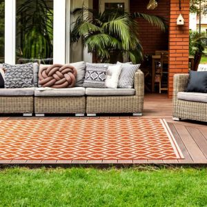 Rug Style Terrace Diamond Terracotta Outdoor Rug