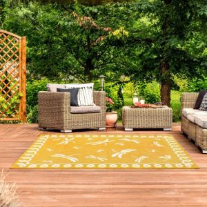 Rug Style Terrace Dragonfly Gold Outdoor Rug 