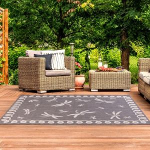 Rug Style Terrace Dragonfly Silver/Grey Outdoor Rug 