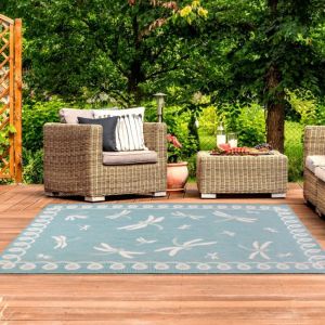 Rug Style Terrace Dragonfly Teal Outdoor Rug 