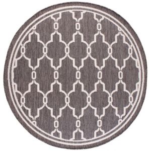 Rug Style Terrace Spanish Tile Silver/Grey Outdoor Circle Rug
