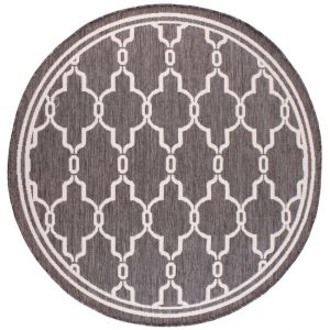 Rug Style Terrace Spanish Tile Silver/Grey Outdoor Circle Rug