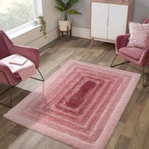 Ultimate 3D Carved Time Gate Blush Shaggy Rug