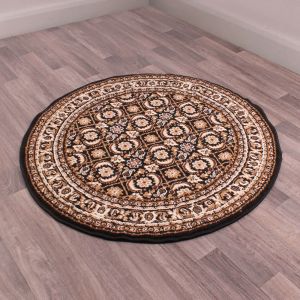 Rug Style Traditional Poly Esta Black Circle Rug 