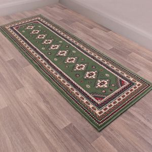 Rug Style Traditional Poly Malak Green Runner 