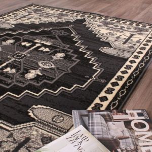 Rug Style Traditional Poly Dark Grey Rug 