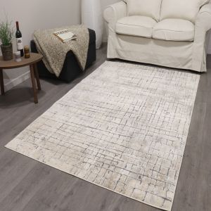 Trend A0236 Creem/L.Grey Shaggy Design Rug by Euro Tapis