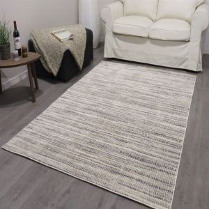 Trend B0059 Cream Beige Striped Design Rug by Euro Tapis