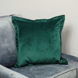 Dark Green Velvet Cushion - Feather Filled by Native