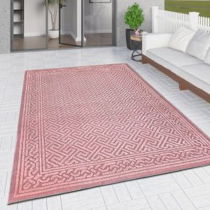 Outdoor Rug Blush Pink Greek Key by Viva Rug 