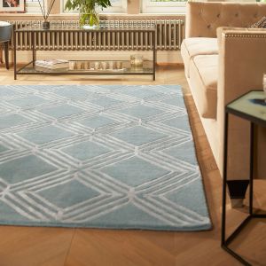 Origins Vienna Blue Geometric Wool Rug