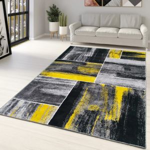 Yellow Grey Geometric Abstract Rug by Viva Rug