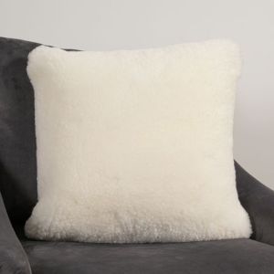 Ivory Short Pile Sheepskin Cushion by Native