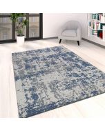 Cotton Rug Navy Blue Grey Abstract by Viva Rug