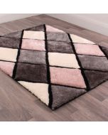 Ultimate 3D Carved Diamond Blush Shaggy Rug