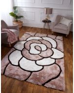 Ultimate 3D Carved Rose Natural Shaggy Rug