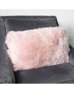 Pink Long Hair Sheepskin Cushion by Native