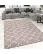 Cotton Rug Runner Trellis Brown Beige Taupe by Viva Rug