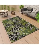 Indoor Outdoor Rug Cream Green Tropical Animal Print by Viva Rug
