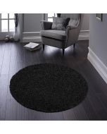 Origins Buddy Black Washable Plain Circle Rug