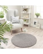 Origins Buddy Ghost Grey Washable Plain Circle Rug