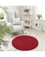 Origins Buddy Red Washable Plain Circle Rug