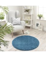 Origins Buddy Teal Washable Plain Circle Rug