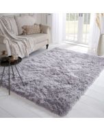 Ultimate Dazzle Silver Plain Shaggy Rug