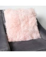 Pink Curly Sheepskin Cushion by Native