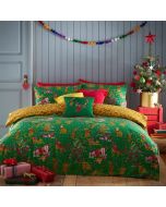 Purrfect Christmas Duvet Cover Set Green/Gold By RIVA