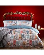 Festive Town Christmas Duvet Cover Set White By RIVA