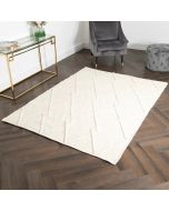 Cream Diamond Pattern Large Wool Rug by Native