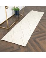 Cream Diamond Pattern Runner Wool Rug by Native