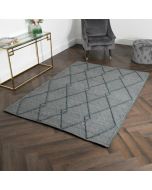 Grey Diamond Pattern Large Wool Rug by Native