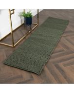 Green Knitted Runner Wool Rug by Native