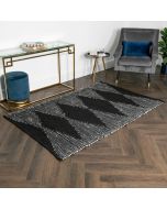 Lea Diamond Leather & Cotton Rug by Native