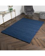 Navy Knitted Large Wool Rug by Native