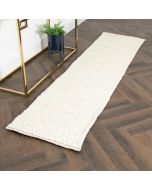 Cream Knitted Runner Wool Rug  by Native