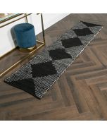 Lea Diamond Leather & Cotton Runner Rug by Native