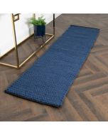 Navy Knitted Runner Wool Rug by Native