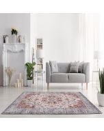 Fenix G4672 Grey Red Bordered Rug by Euro Tapis