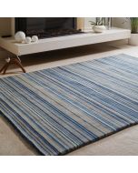 Origins Fine Stripes Blue Beige Wool Rug