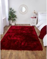 Ultimate Flossy Red Plain Shaggy Rug 