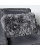 Grey Long Hair Sheepskin Cushion by Native