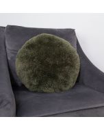 Khaki Green Short Pile Sheepskin Circle Cushion by Native